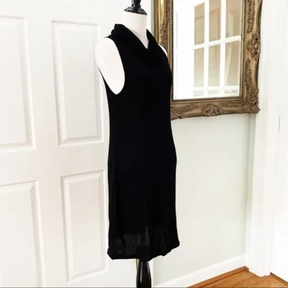 Black Knit Abound Shift Dress Cowl Neck Size S